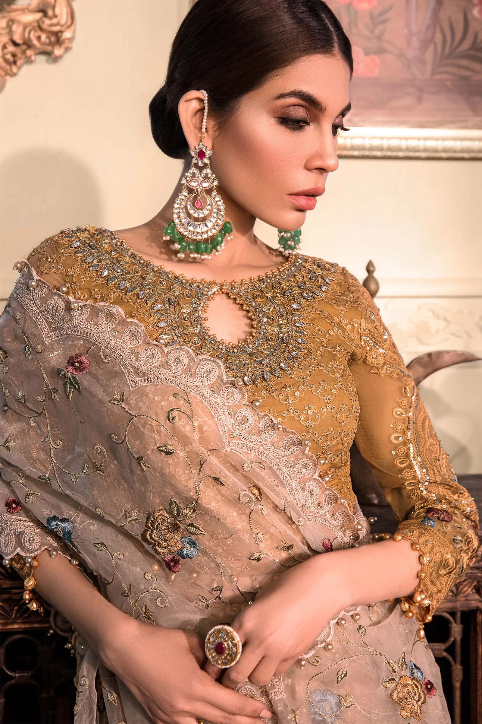Unstitched MBROIDERED - Mustard BD-2606 | Maria B Mbroidered Heritage Luxury Edition 2023 | Unstitched Embroidered Organza Suits