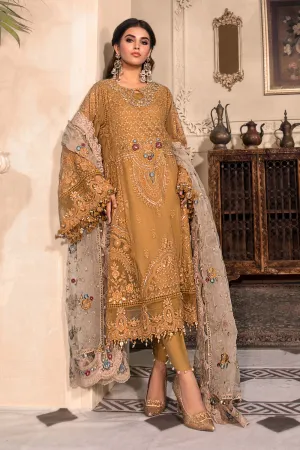 Unstitched MBROIDERED - Mustard BD-2606 | Maria B Mbroidered Heritage Luxury Edition 2023 | Unstitched Embroidered Organza Suits