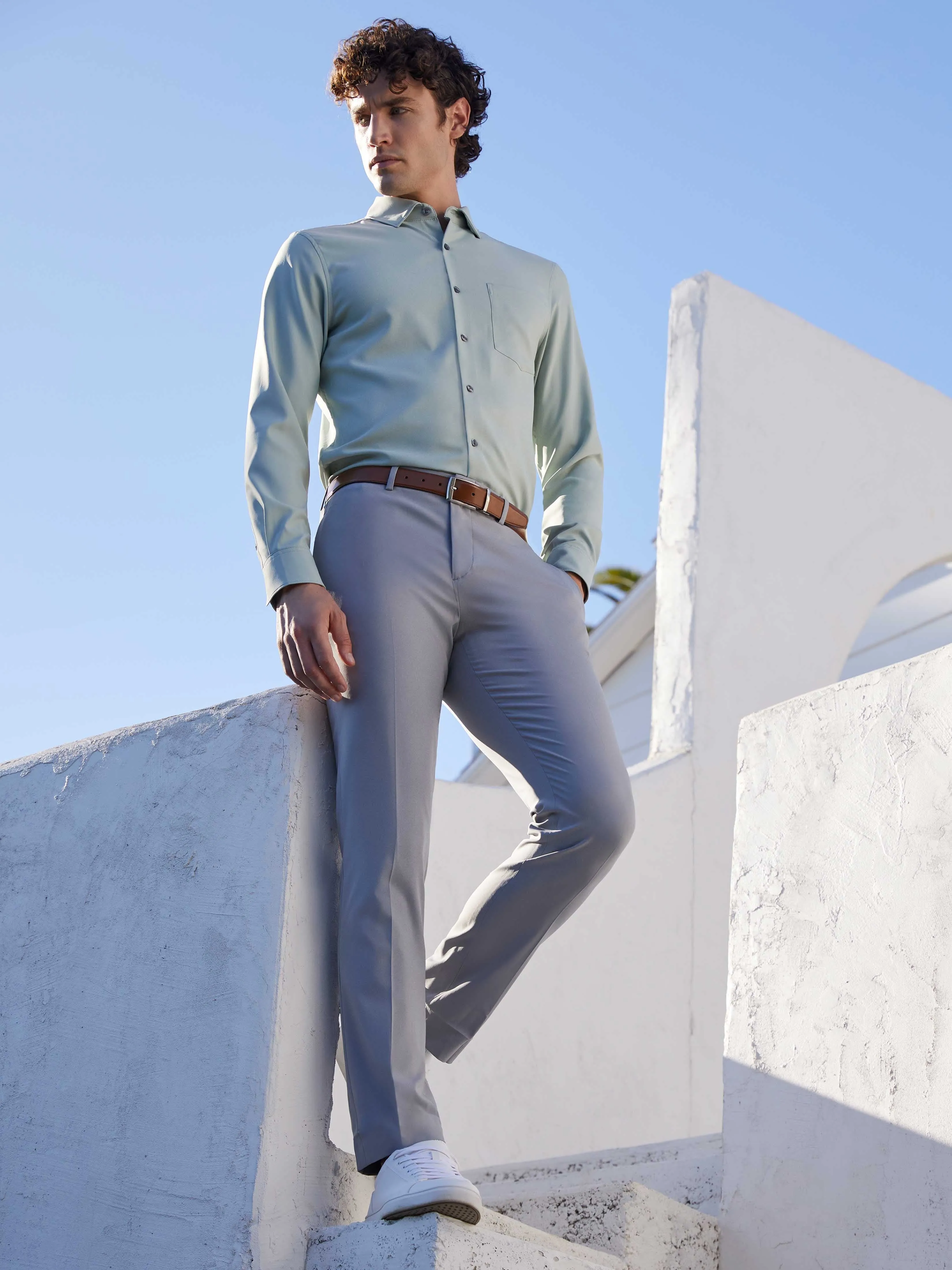 Untucked Total Stretch Slim Fit Solid Shirt - Gray
