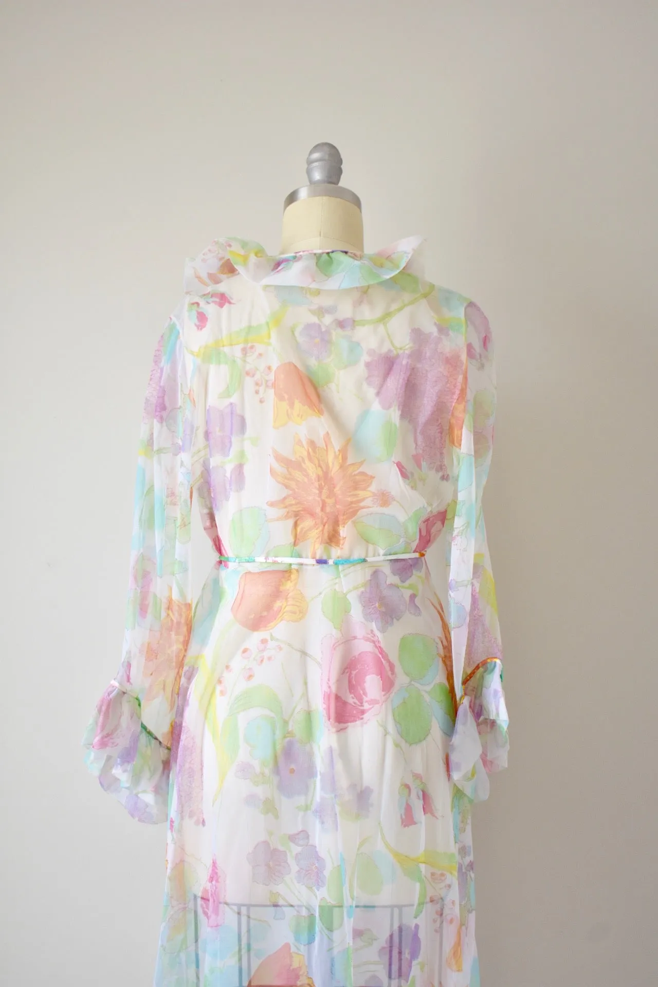 Vintage 1960s Sheer Tricot Dressing Gown- S