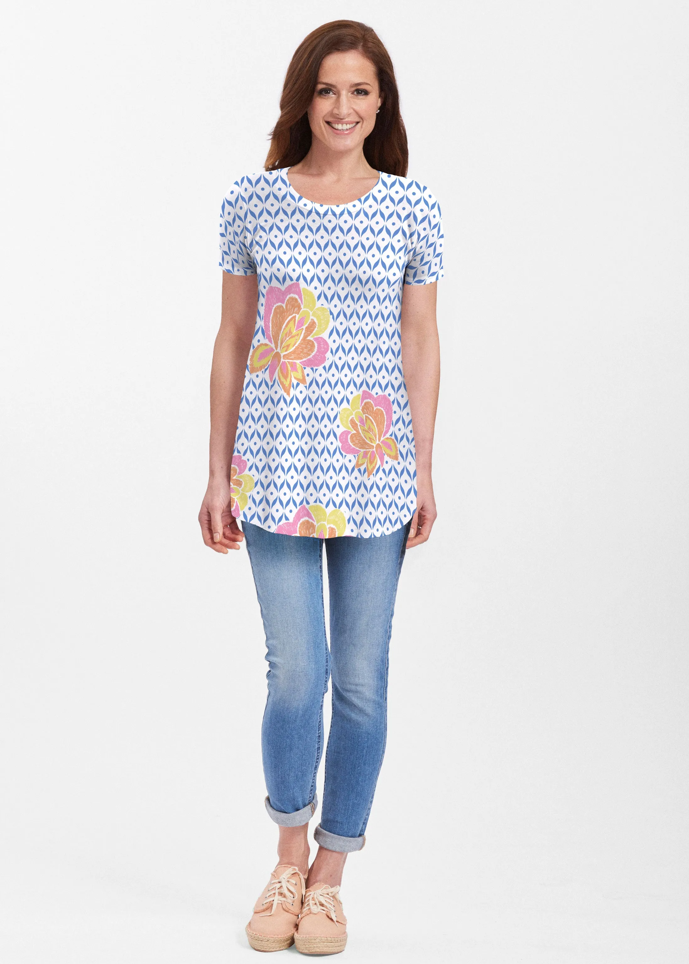 Vintage Blooms (8039) ~ Short Sleeve Butterknit tunic