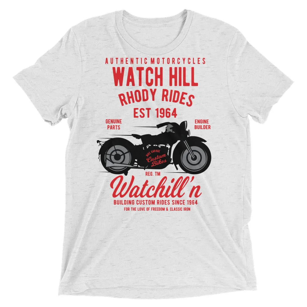 Watchill’n ‘Rhody Rides’ Unisex Short sleeve t-shirt (Red/Black)