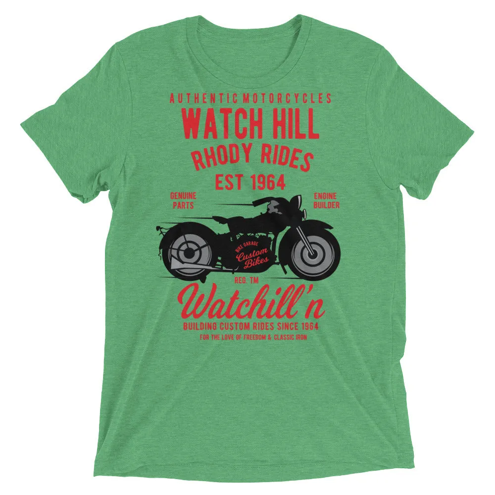 Watchill’n ‘Rhody Rides’ Unisex Short sleeve t-shirt (Red/Black)