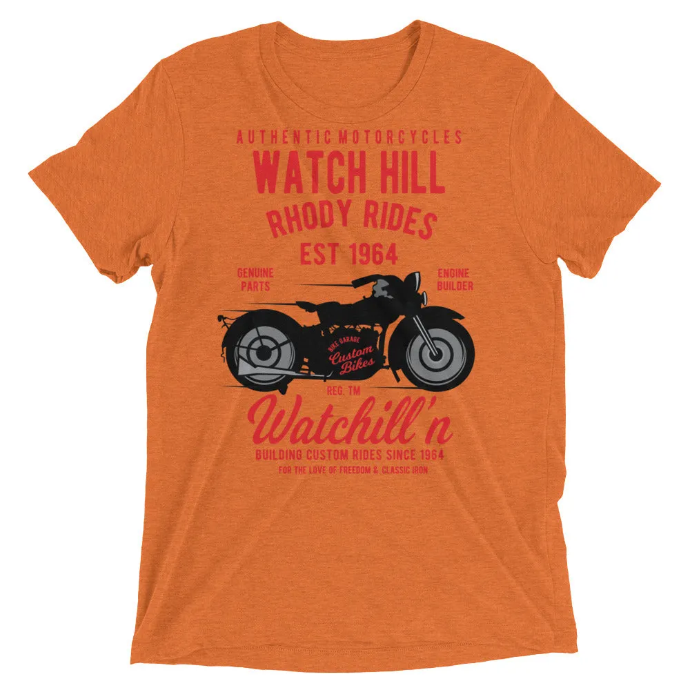 Watchill’n ‘Rhody Rides’ Unisex Short sleeve t-shirt (Red/Black)