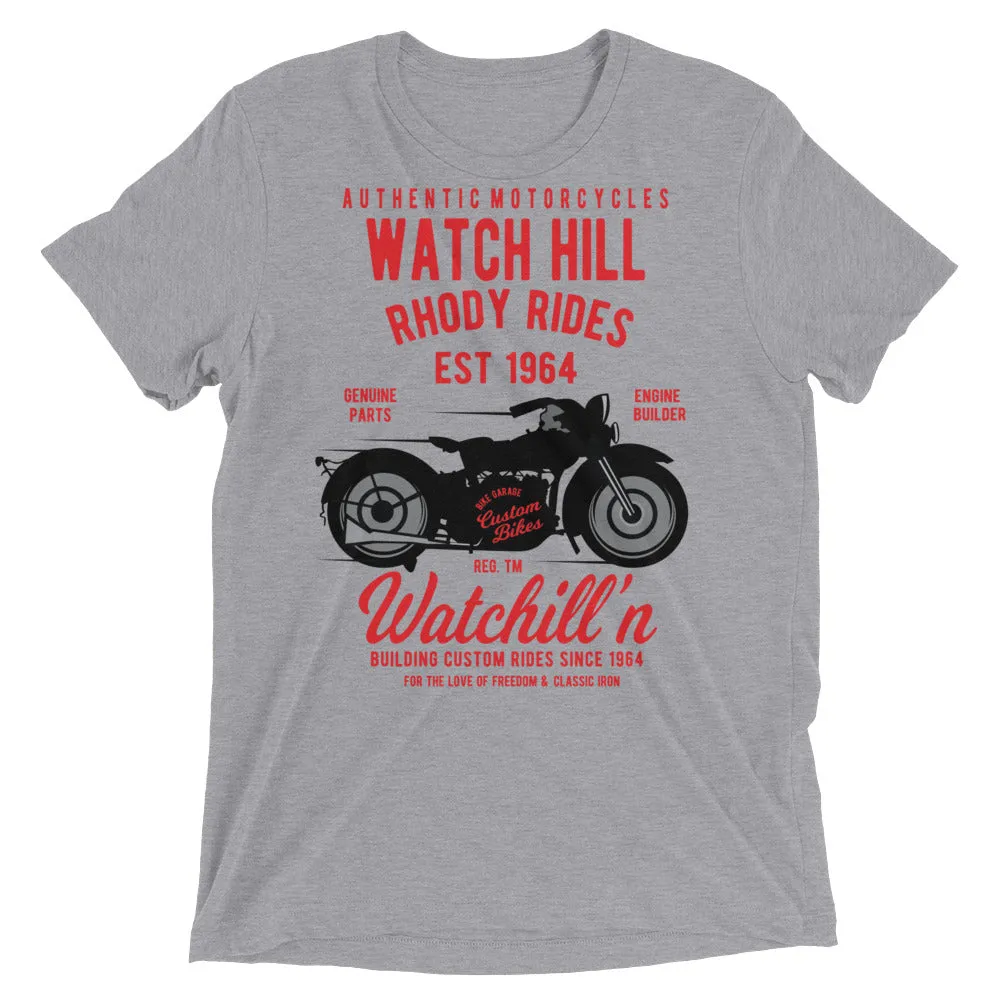 Watchill’n ‘Rhody Rides’ Unisex Short sleeve t-shirt (Red/Black)
