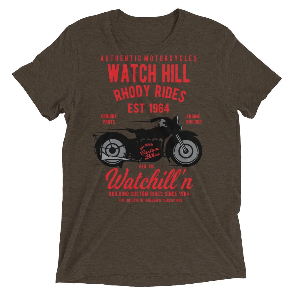 Watchill’n ‘Rhody Rides’ Unisex Short sleeve t-shirt (Red/Black)