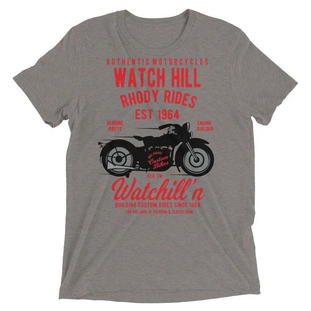 Watchill’n ‘Rhody Rides’ Unisex Short sleeve t-shirt (Red/Black)