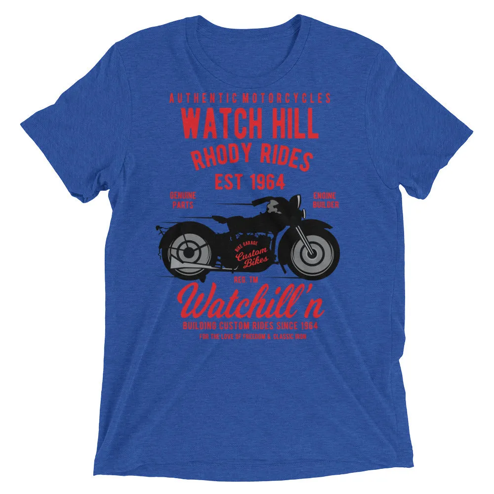 Watchill’n ‘Rhody Rides’ Unisex Short sleeve t-shirt (Red/Black)