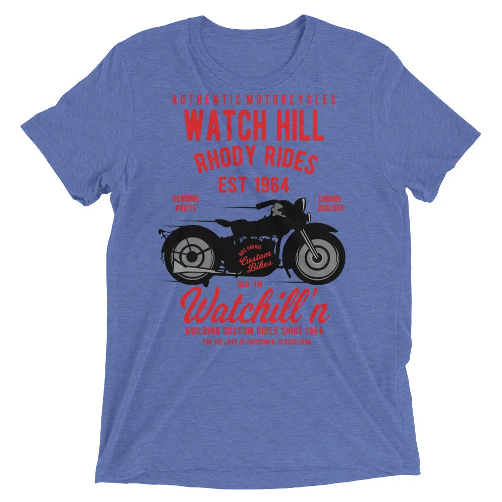 Watchill’n ‘Rhody Rides’ Unisex Short sleeve t-shirt (Red/Black)