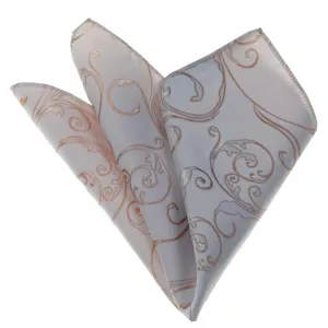 White Gold Paisley Checkered Snowflakes Mens Pocket Square - Premium Silk Handkerchiefs for Suits