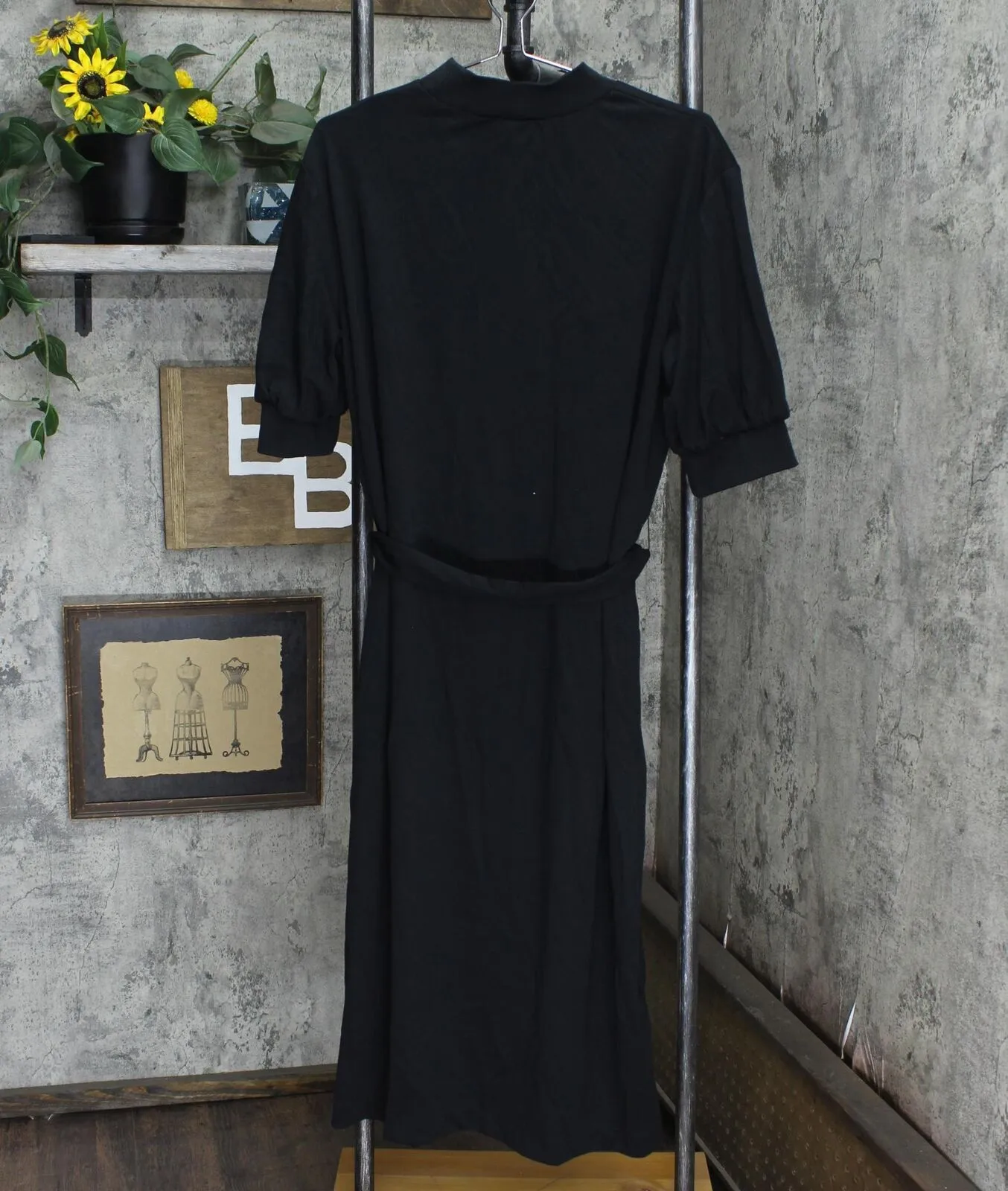Who What Wear Women's Short Sleeve High Neck Rib Trim A-Line Midi Dress WD-800-2
