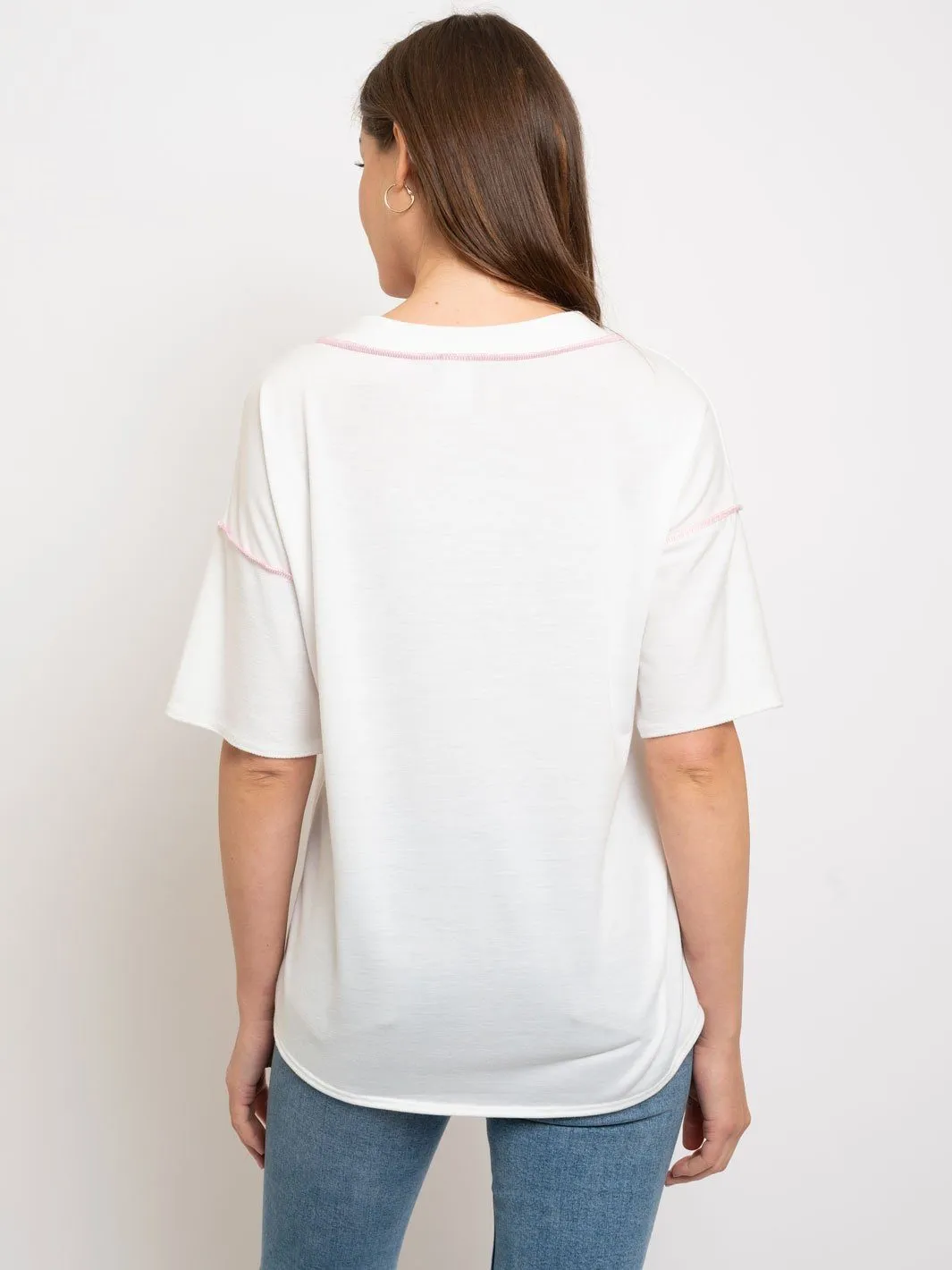 WOMEN'S V-NECK SHORT SLEEVE TOP