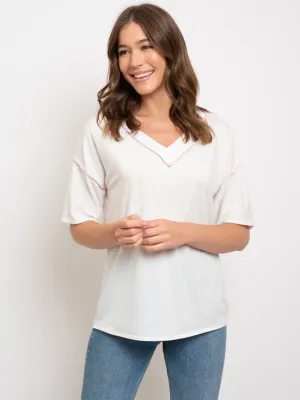 WOMEN'S V-NECK SHORT SLEEVE TOP