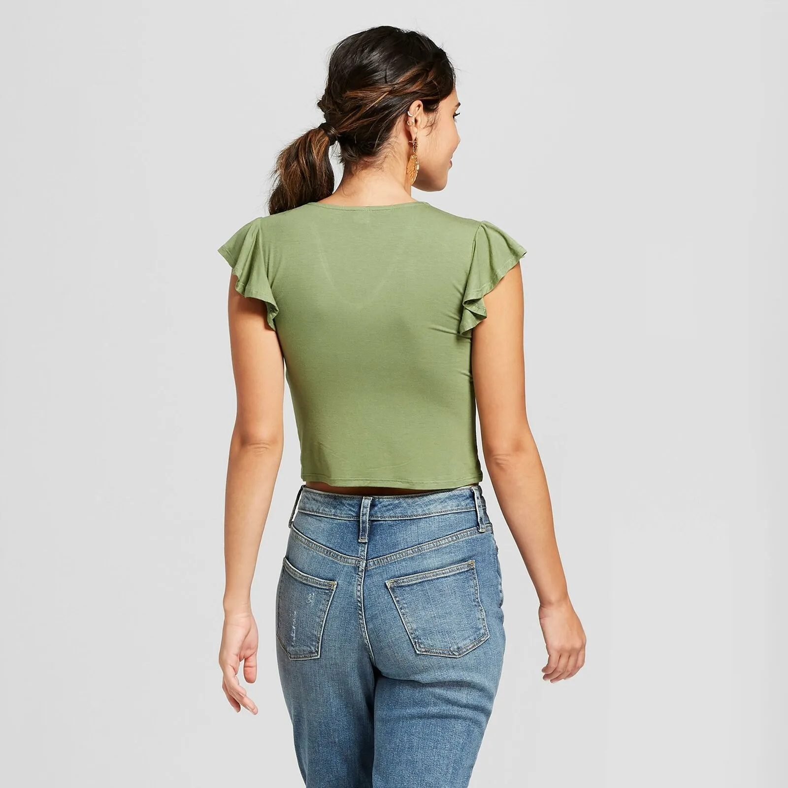 Xhilaration Women's Short Sleeve Cinched Front Knit Top