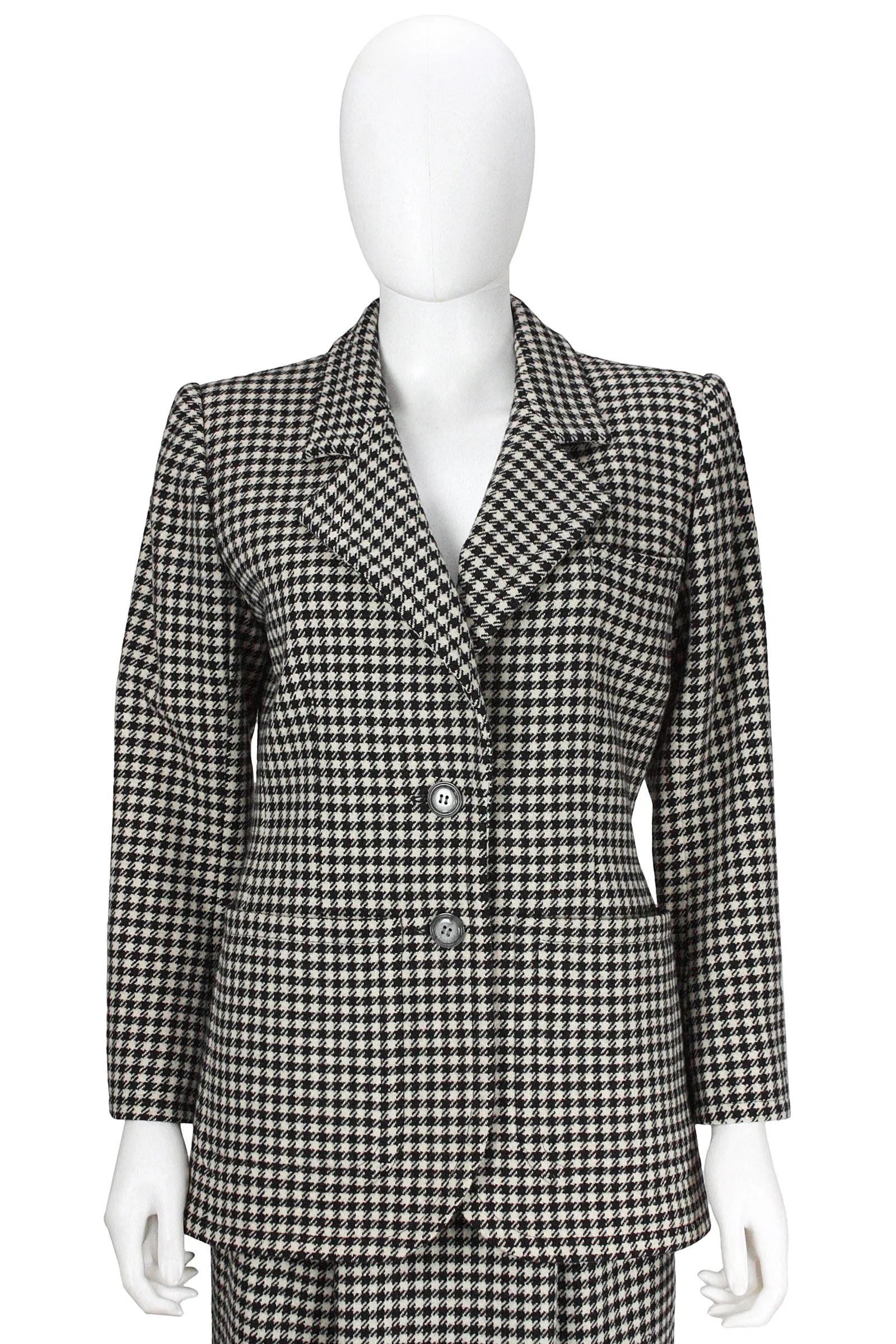 YVES SAINT LAURENT 1980s Rive Gauche Houndstooth Skirt Suit