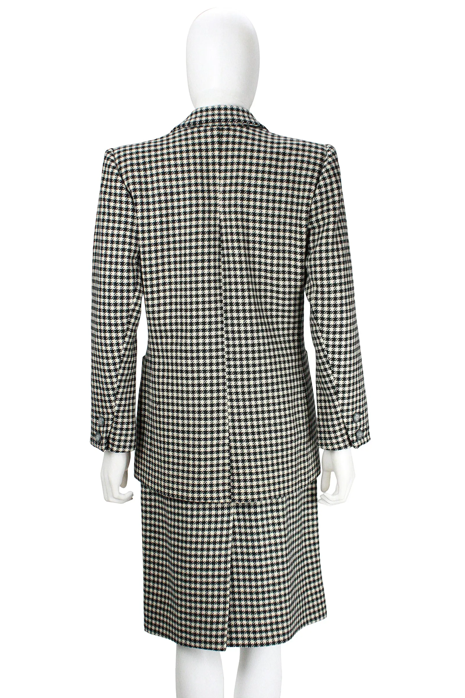 YVES SAINT LAURENT 1980s Rive Gauche Houndstooth Skirt Suit