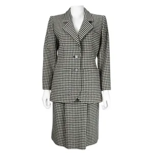 YVES SAINT LAURENT 1980s Rive Gauche Houndstooth Skirt Suit