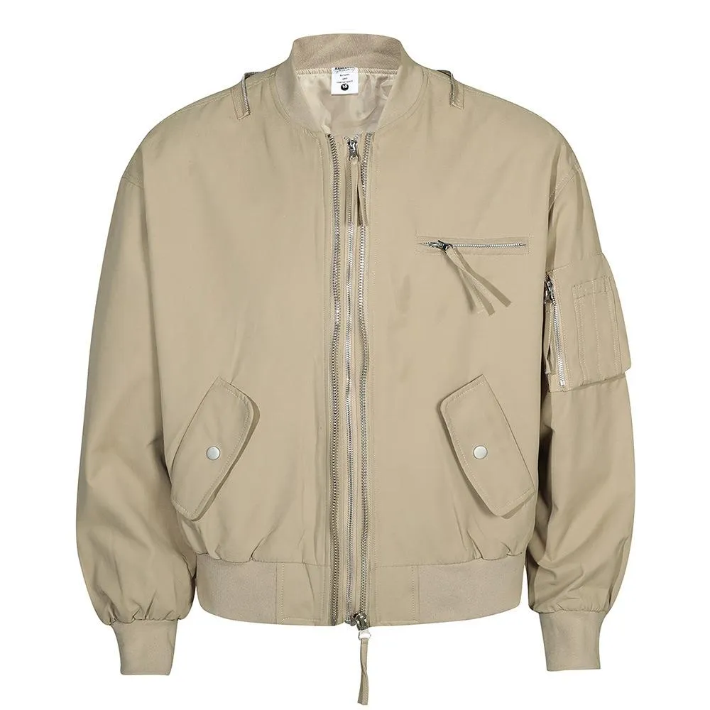Zipper Design Bomber Jacket European And American High Street Autumn And Winter Jacket Men's Loose Casual Trendy Brand Baseball Suit