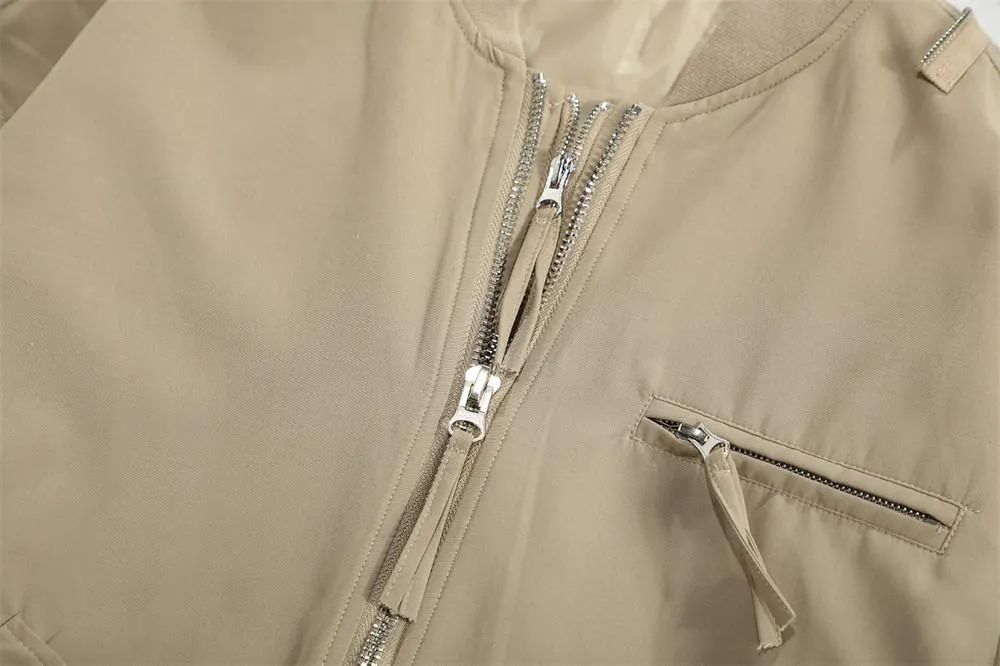 Zipper Design Bomber Jacket European And American High Street Autumn And Winter Jacket Men's Loose Casual Trendy Brand Baseball Suit
