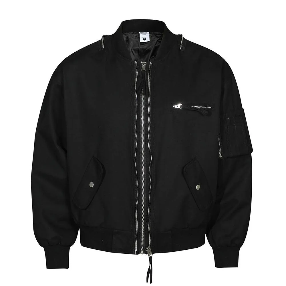 Zipper Design Bomber Jacket European And American High Street Autumn And Winter Jacket Men's Loose Casual Trendy Brand Baseball Suit
